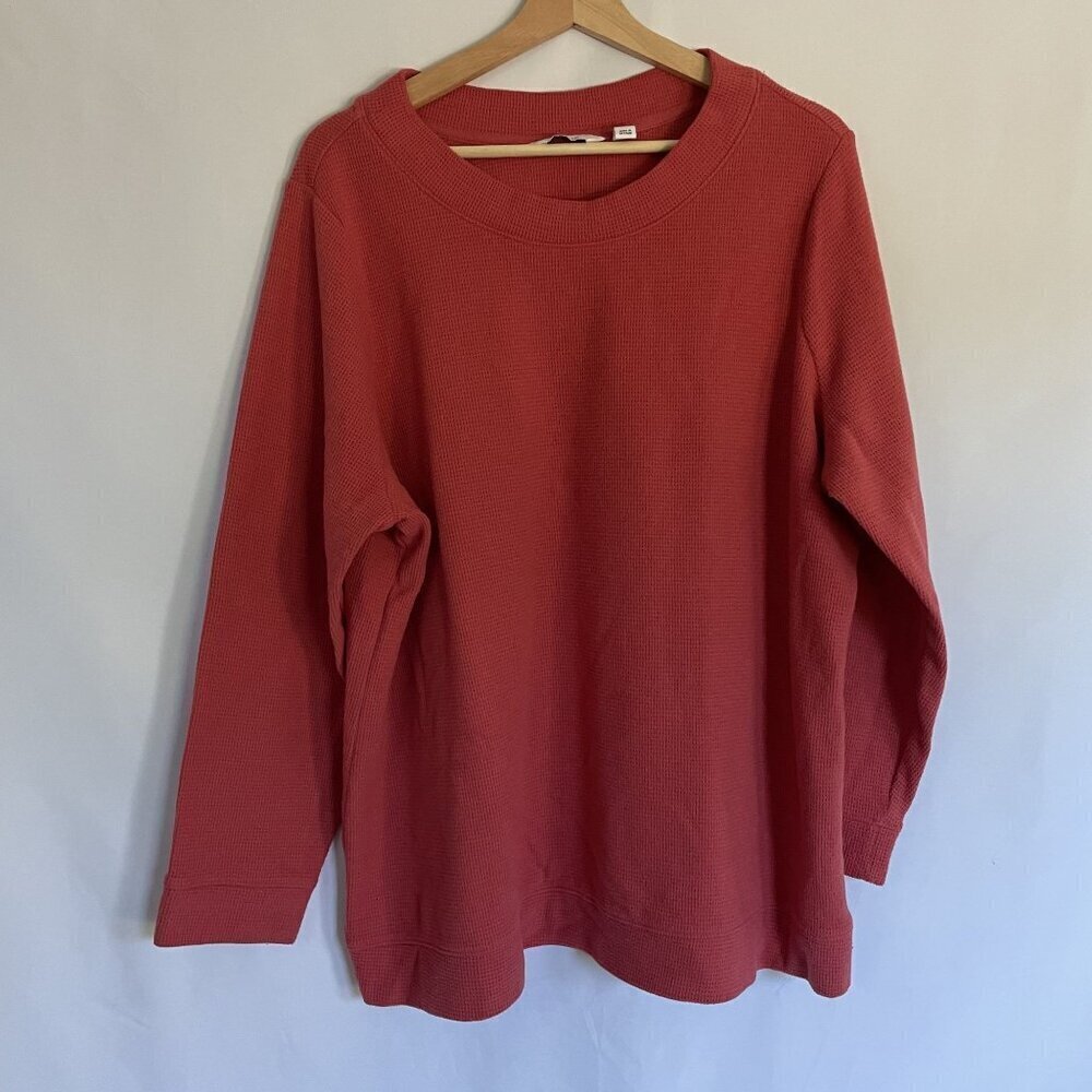 d&co comfort zone peach orange red women's size 2XL crewneck sweater casual warm
